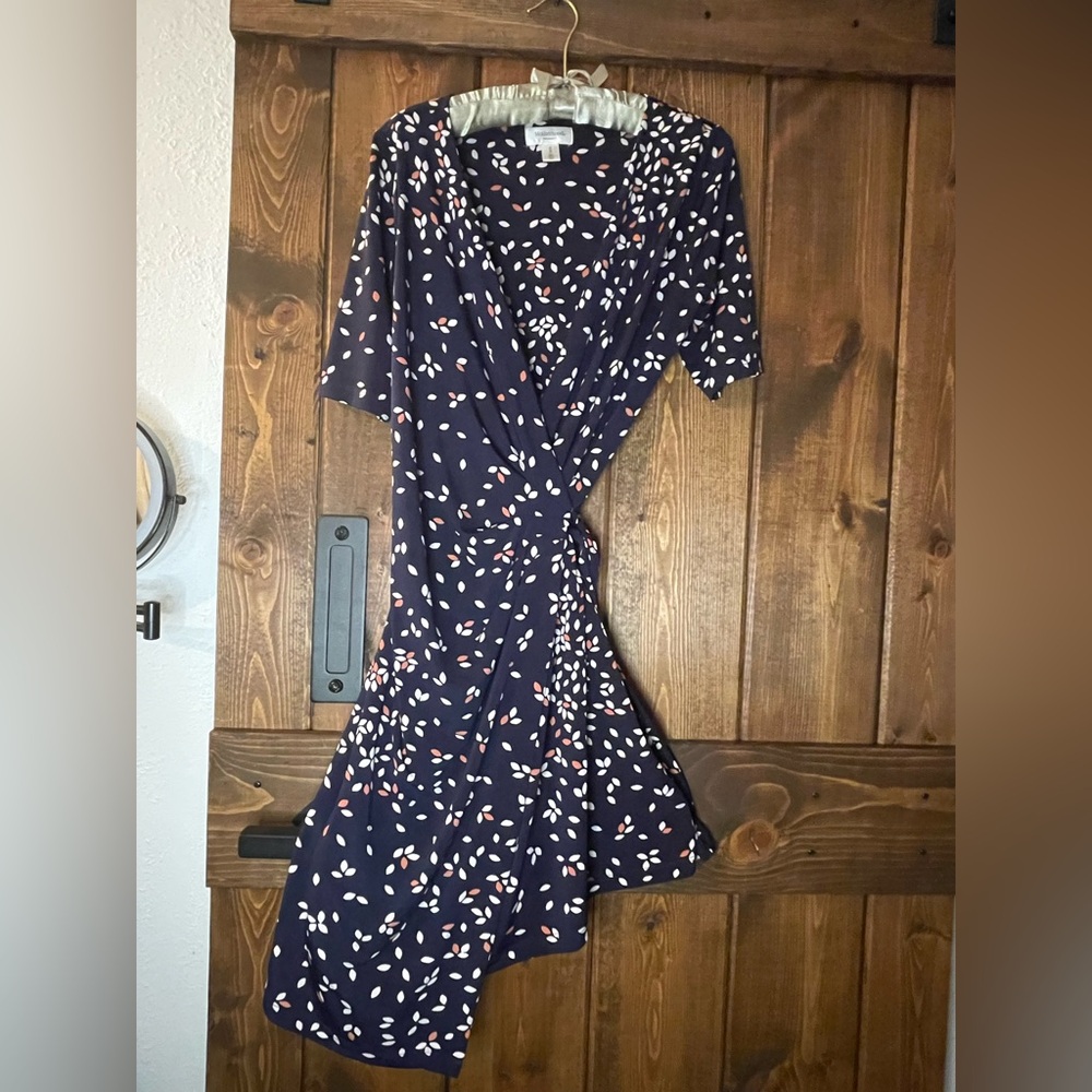 M Wrap Floral Navy Dress